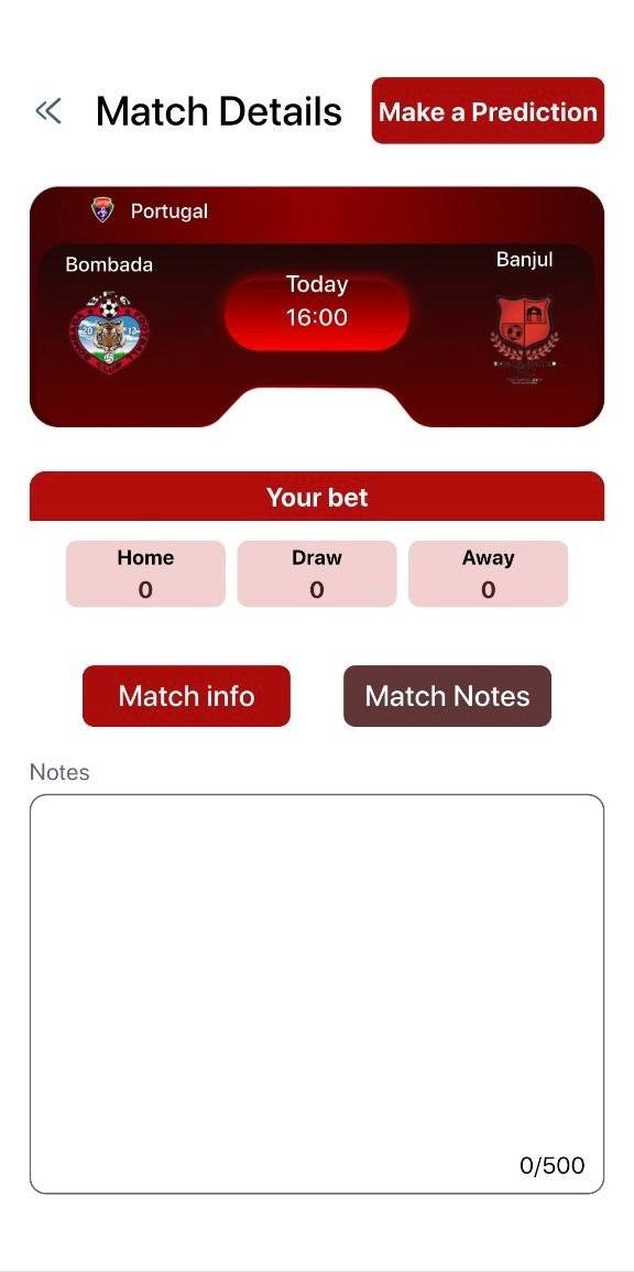 Prediction modal screen